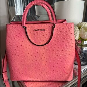 Sassy Jones Pink Ostrich-Embossed Tote